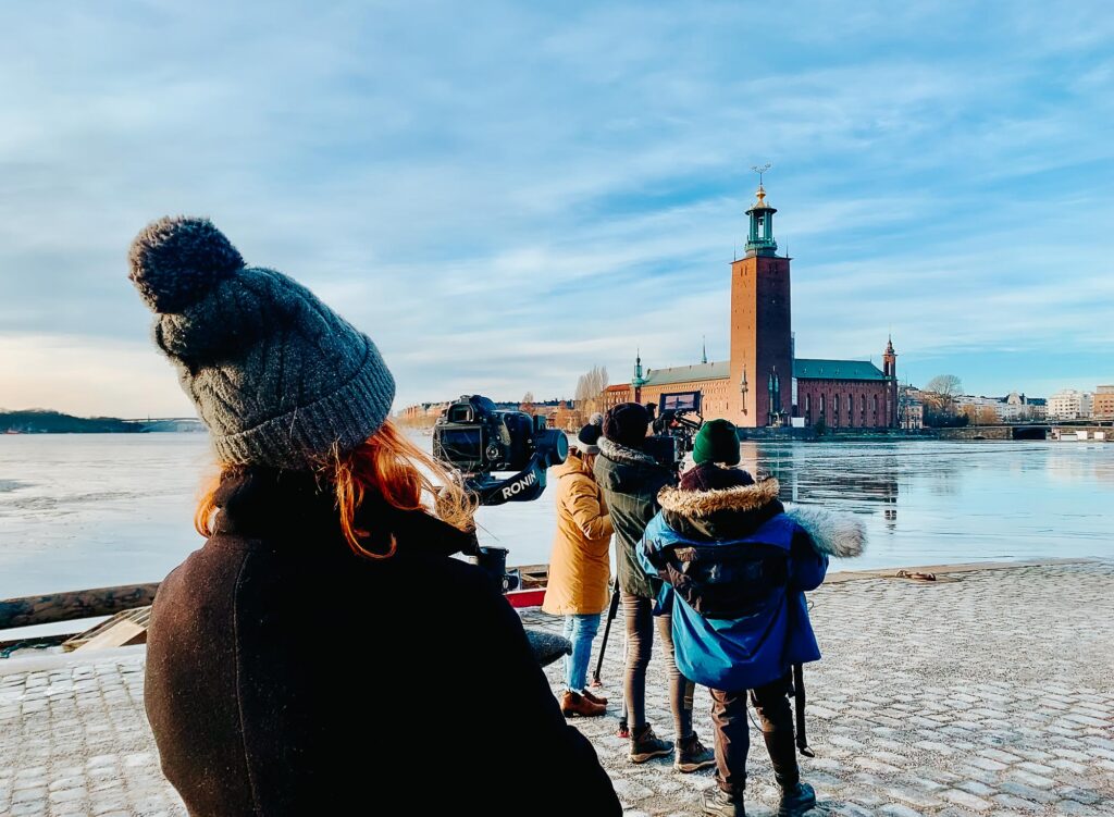 Film team in Stockholm.